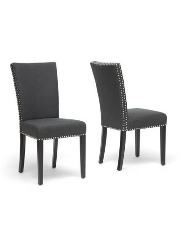Baxton Studio Harrowgate Linen Modern Dining Chair, Dark Gray, Set of 2
