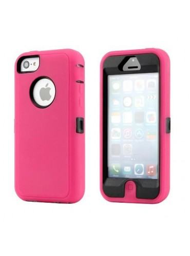  Gearonic 3 Piece Hybrid Hard PC Soft Silicone Case Cover for iPhone 5C (Hot Pink)