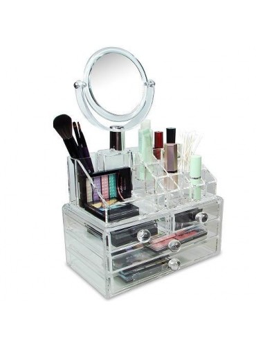 Ikee Design Luxury Acrylic Cosmetic Make Up Organizer With Two Sided Mirror