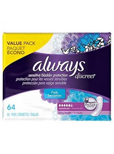 Always Discreet, Incontinence Pads, Maximum, Long Length, 39 Count. 2 CT