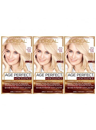 L'Oréal Paris Age Perfect Permanent Hair Color, 10N Very Light Natural Blonde (Pack of 3)