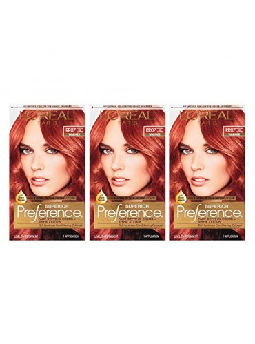 L'Oréal Paris Superior Preference Fade-Defying + Shine Permanent Hair Color, RR-07 Intense Red Copper (3 Count) Hair Dye