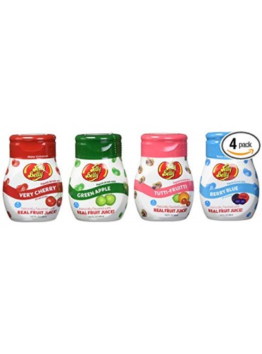 Jelly Belly - Water Enhancer, Variety Pack (4 bottles, Makes 96 Flavored Water drinks) - Sugar Free, Zero Calorie, Naturally Flavored Liquid Drink Mix - Made with Real Fruit Juice