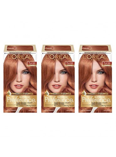 L'Oréal Paris Superior Preference Fade-Defying + Shine Permanent Hair Color, 7LA Lightest Auburn (3 Count) Hair Dye