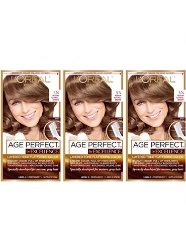 L'Oreal Paris Hair Color Age Perfect By Excellence Layered Tone Flattering Color, 5N Medium Natural Brown, 3 Count