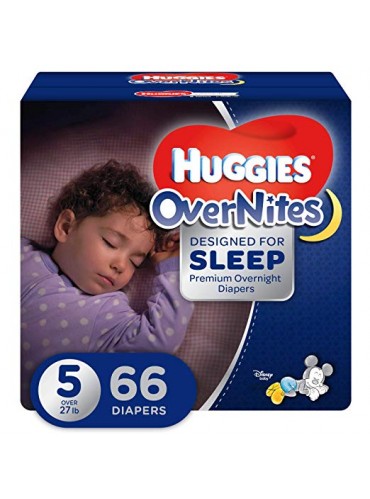 HUGGIES OverNites Diapers, Size 5 (27 lb) , Overnight Diapers, Giga Jr Pack, 66 Count