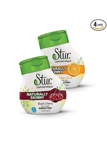 Stur - Skinny Variety Pack – Liquid Water Enhancer (Pack of 4) for HUNGER CONTROL, with Fiber – All Natural, Sugar-Free, Calorie-Free, High Antioxidant Vitamin C, Makes 80 Servings