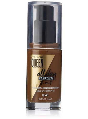 COVERGIRL Queen Collection All Day Flawless Foundation, Warm Caramel [Q845] 1 oz (packaging may vary)