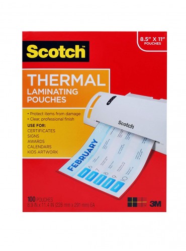 Scotch Thermal Laminating Pouches QZ1RXL, 8.9 x 11.4 -Inches, 3 mil Thick, 200-Pack