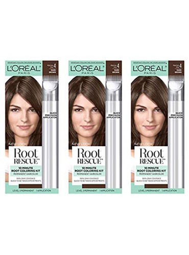 L'Oreal Paris Root Rescue Coloring Kit, Dark Brown 4 (Pack of 3)