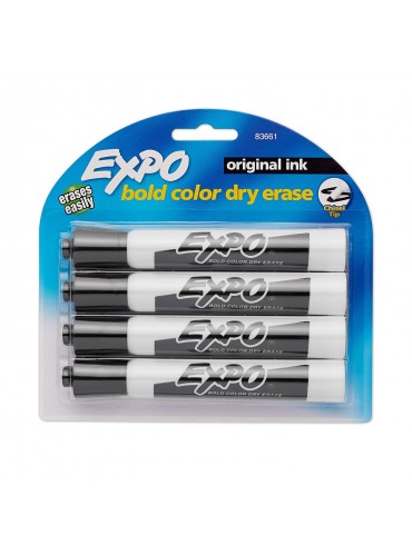 EXPO Original Dry Erase Markers, Chisel Tip, Black, 4-Count