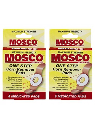Mosco One-Step Medicated Corn Remover Pads | Maximum Strength | 8-Count per Pack | 2-Pack