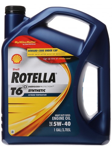 Shell Rotella 550019921 T6 Full Synthetic Heavy Duty Engine Oil 5W-40, 1 Gallon, 128. Fluid_Ounces
