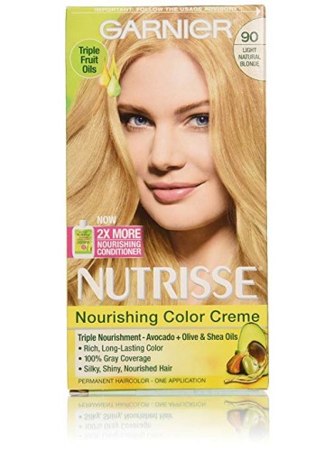 Garnier Nutrisse Nourishing Hair Color Creme, 90 Light Natural Blonde (Macadamia), 3 Count (Packaging May Vary)