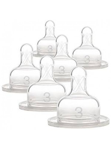 Dr. Brown's Original Wide-Neck Nipple, Level 3 (6m+), 6-Pack