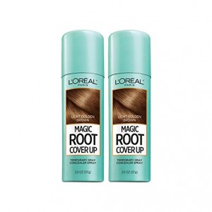 L'Oreal Paris Hair Color Root Cover Up Temporary Gray Concealer Spray, Light Golden Brown, 2 Count (Packaging May Vary)