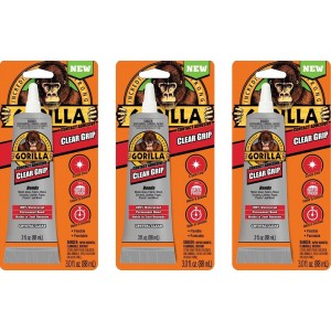 Gorilla Clear Grip Contact Adhesive, Waterproof, 3 ounce, Clear, (Pack of 3)