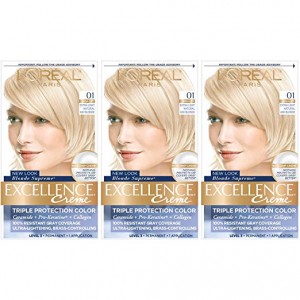 L'Oreal Paris Excellence Creme Permanent Hair Color, 01 Extra Light Ash Blonde (Pack of 3)