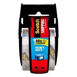 Scotch Heavy Duty Shipping Packaging Tape with Dispenser, 1.5 in Core, 1.88 in. x 800 in, Clear, 1 Dispenser/Pack (142-BL) 2 Pack