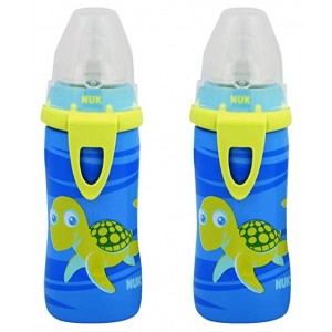 NUK Blue Turtle Silicone Spout Active Cup, 10-Ounce (2 Pack)