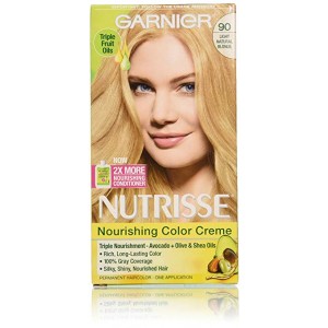 Garnier Nutrisse Nourishing Hair Color Creme, 90 Light Natural Blonde (Macadamia), 3 Count (Packaging May Vary)
