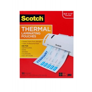 Scotch Thermal Laminating Pouches QZ1RXL, 8.9 x 11.4 -Inches, 3 mil Thick, 200-Pack