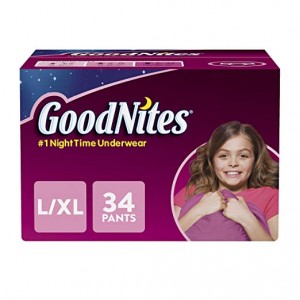 GoodNites Bedtime Bedwetting Underwear for Girls, L-XL, 34-Count, Owl and Butterfly Design, Protective Nighttime Underwear for Girls